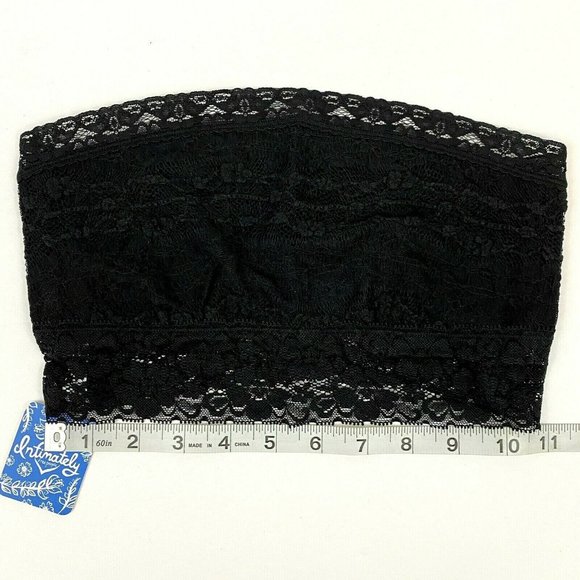 Free People Scalloped Lace Bandeau Bra Black Pullover Strapless Size S Small NWT - Picture 8 of 10